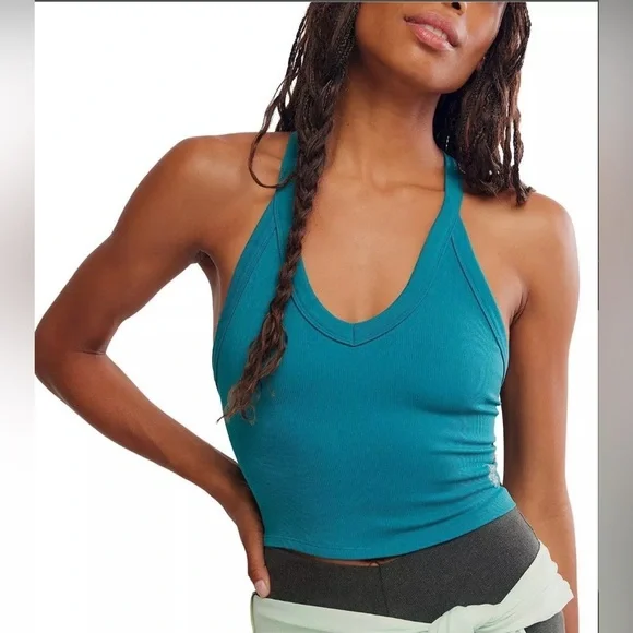 NWT Sold Out Color!Free People Movement All Clear V Neck Cami in Celestial Blue - Picture 1 of 7